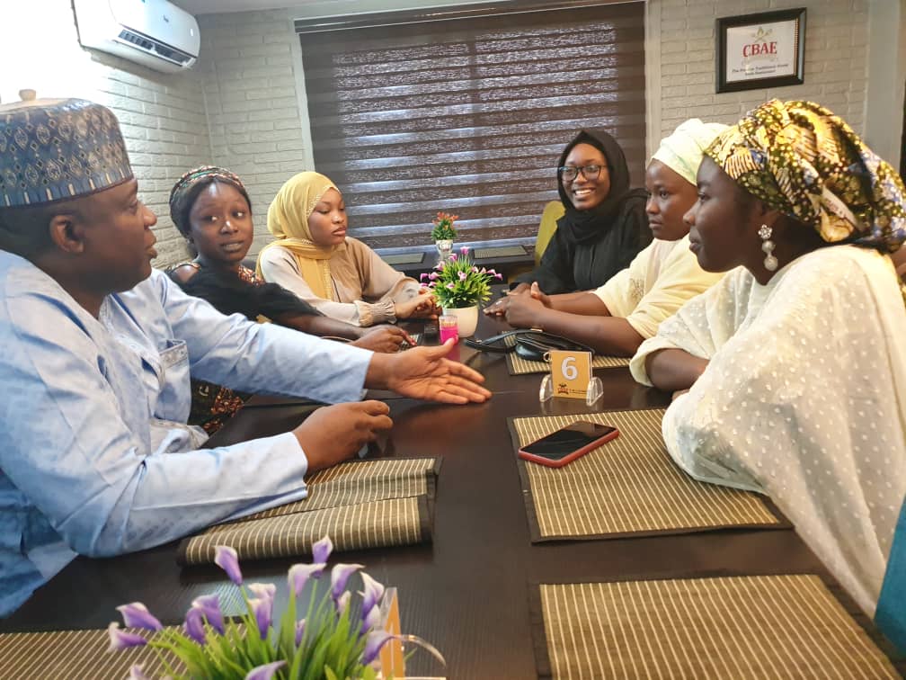 Woman speaking through megaphone